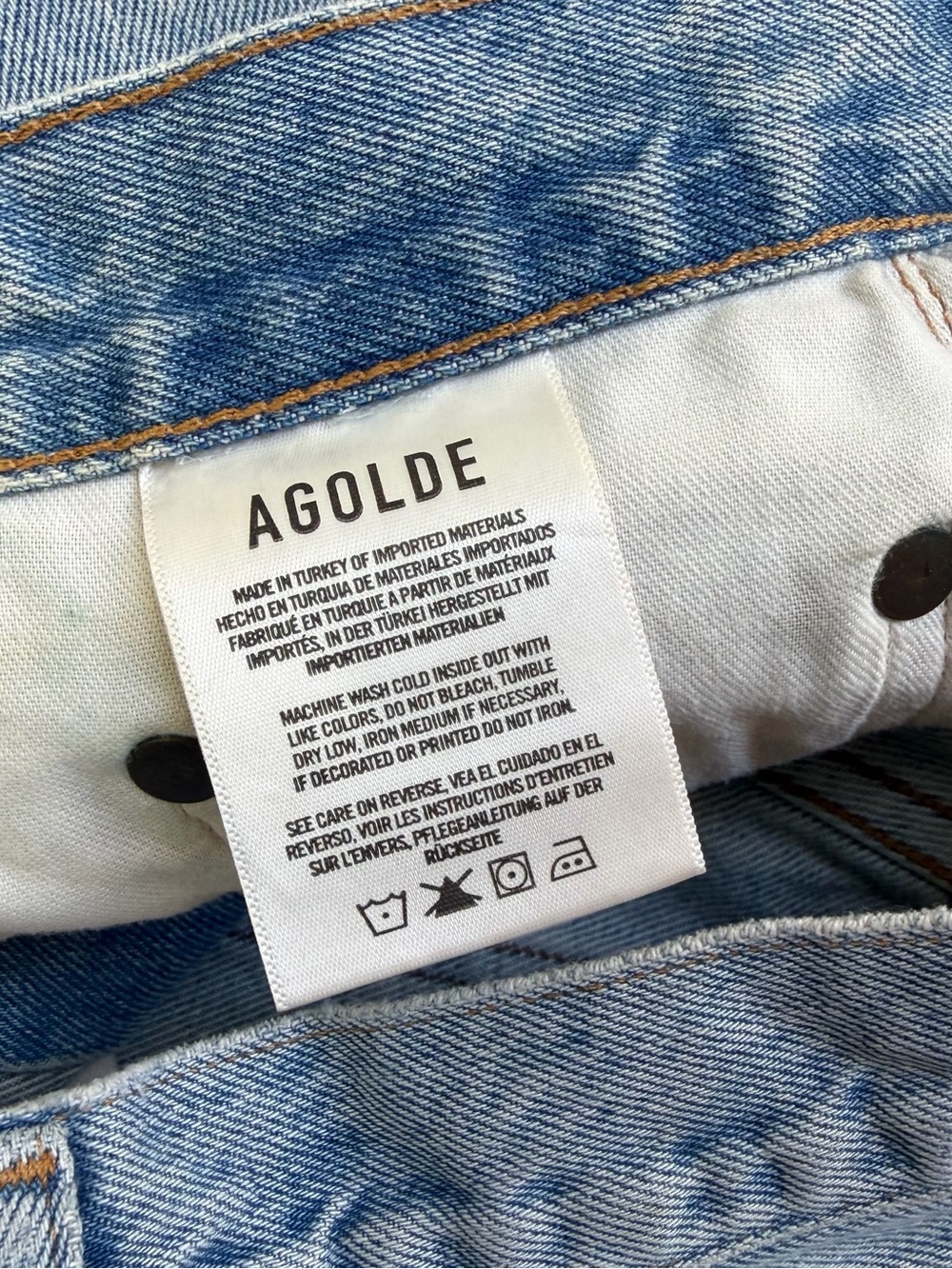 Agolde Parker Long Distressed Denim Shorts - Picture 6 of 8